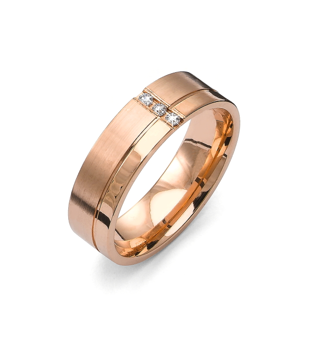 Förlovningsring från Flemming Uziel i 18k roseguld med 3st briljantslipade diamanter på 0,045 ct totalt Wesselton/SI